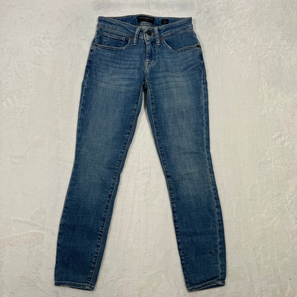 Lucky Brand Jeans Womens 00/24 Blue Mid Rise Skinny Ankle Medium Wash Denim